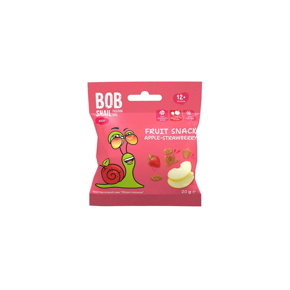 Фруктовий снек Bob Snail Ябл-полуниця 20гр  арт. 06738 