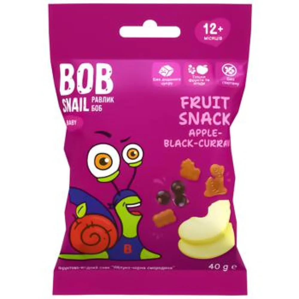 Фруктовий снек Bob Snail Ябл-чорна смр. 40гр  арт. 05414 