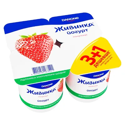Йогурт Живинка Полуниця, стак. 4шт*115гр  арт. 10958