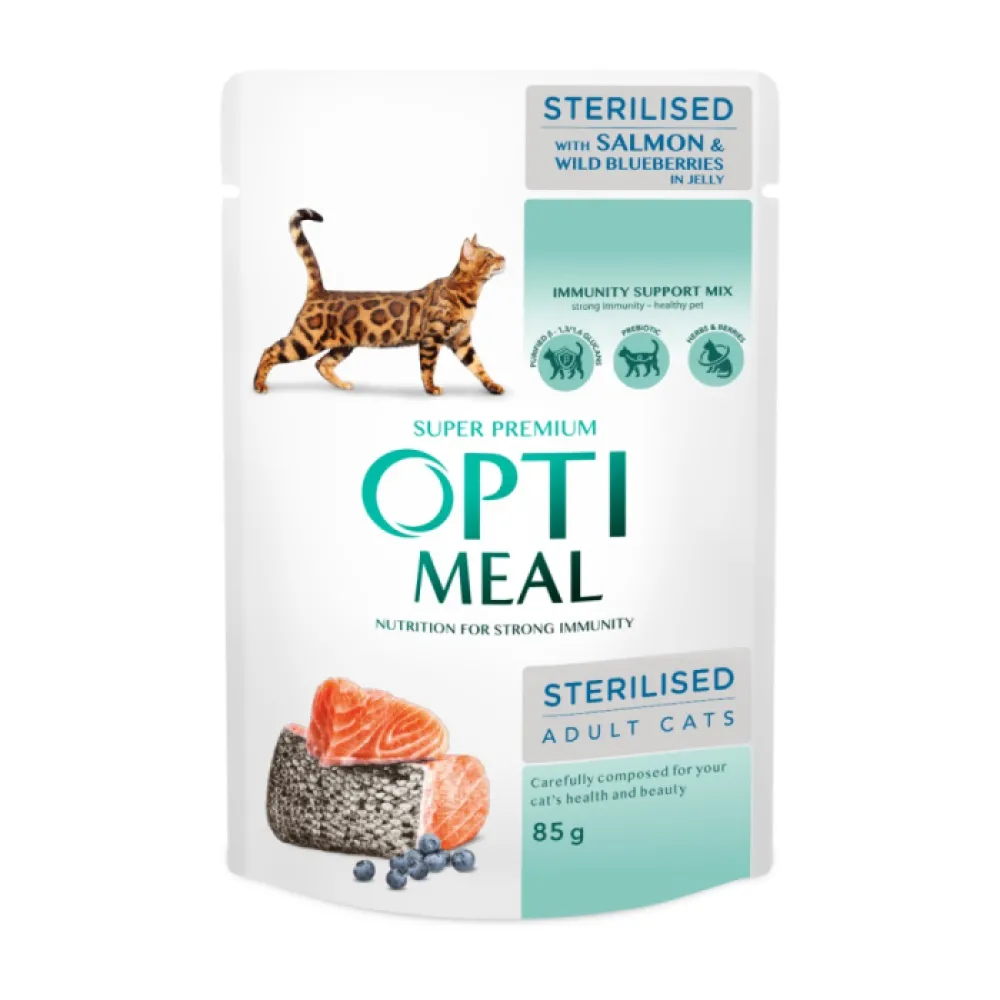 Рідкий корм для котів Opti Meal Лосось 85гр  арт. 07481 