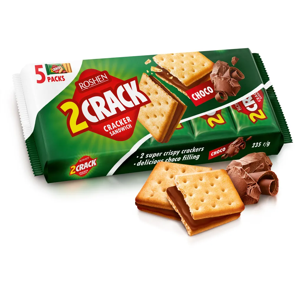 Крекер Roshen 2 Crack з шоколадною начинкою 190гр  арт. 03567 