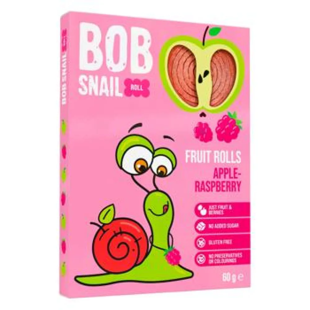Цукерка Bob Snail Яблучно-малинові 60гр  арт. 09702 