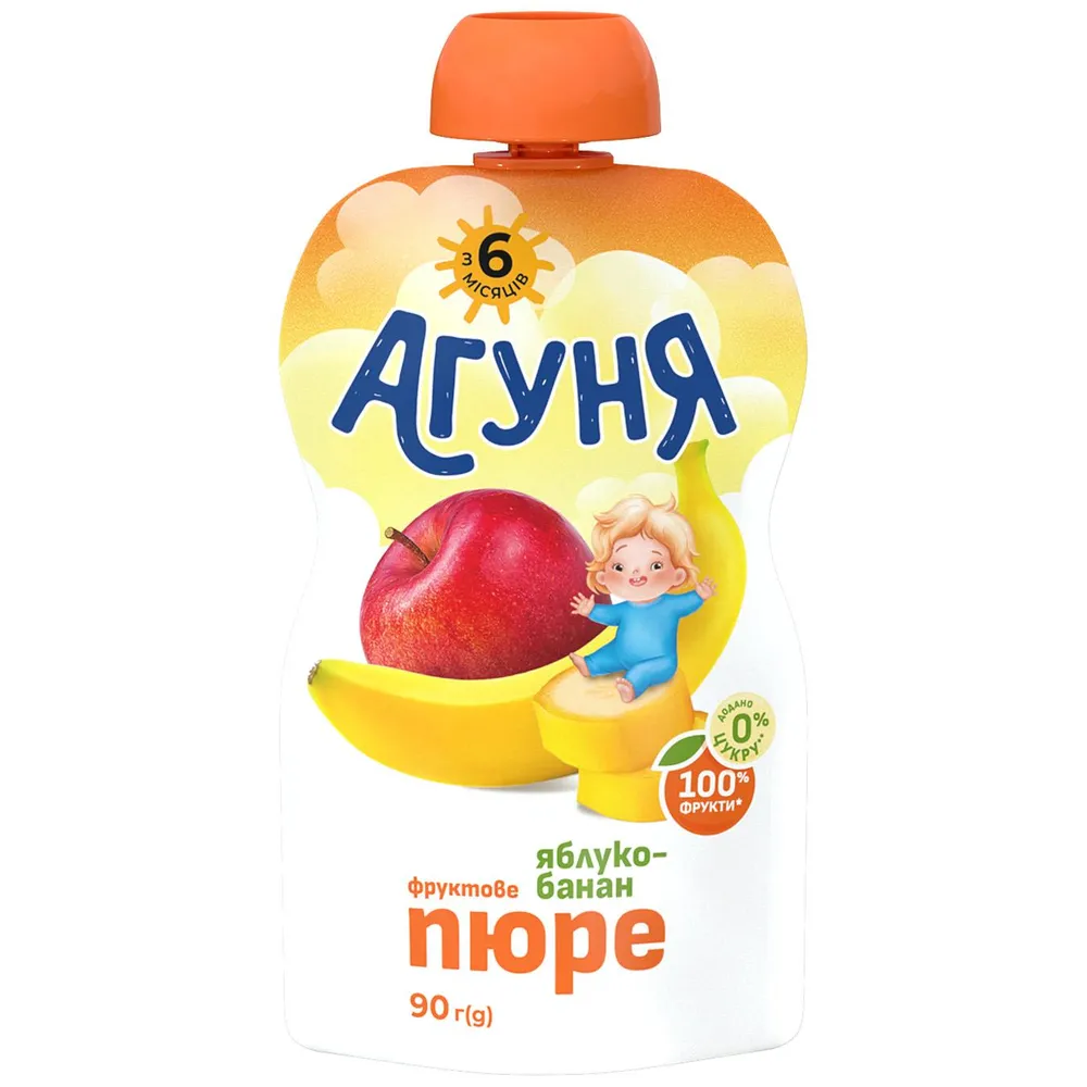 Пюре фруктове Агуня яблуко-банан 90гр  арт. 10628 
