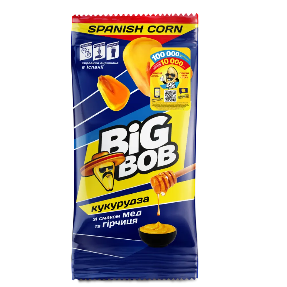 Кукурудза смажена Big Bob мед та гірчиця 60гр  арт. 03650 