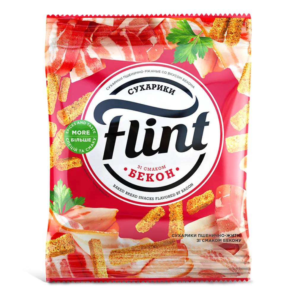 Сухарики Flint пшен.-житн. бекон 65гр  арт. 06711 