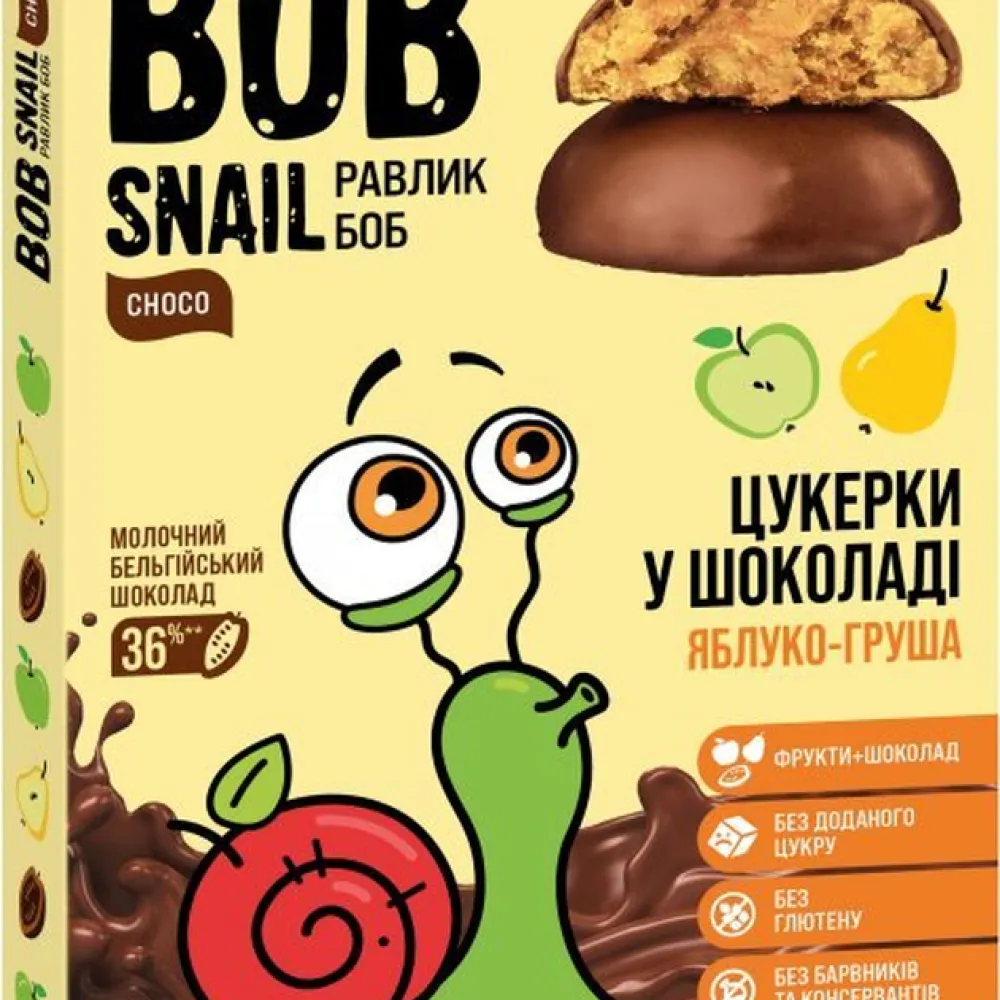 Цукерка Bob Snail в шок. ябл-груш. 60гр  арт. 06729 