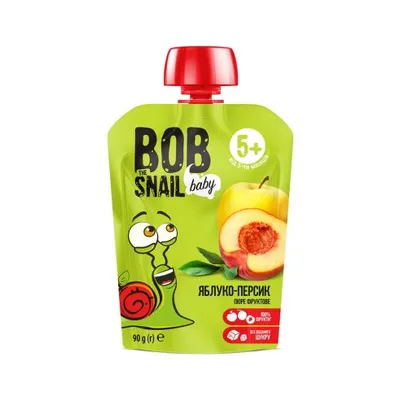 Пюре фруктове Bob Snail Яблуко-персик 90гр  арт. 06734