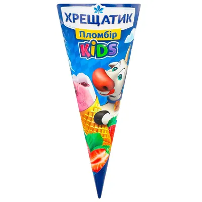 Морозиво Хрещатик Полуниця-ваніль у ваф.ріжку KIDS 80гр  арт. 10957