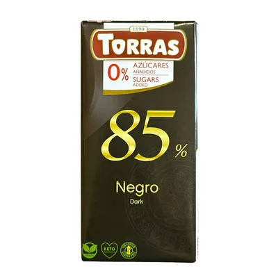 Шоколад Torras 0% цукру чорний 85% 75гр  арт. 07864
