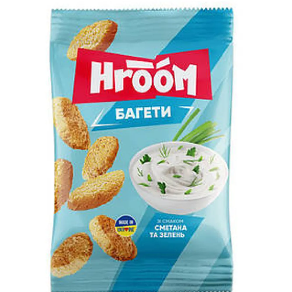 Сухарики Hroom Багетні смет-зел. 100гр  арт. 07012 
