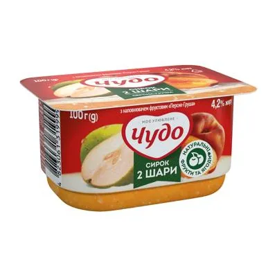 Сирок Чудо 2 шари персик-груша 100гр  арт. 09727
