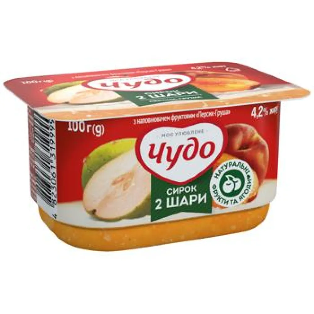 Сирок Чудо 2 шари персик-груша 100гр  арт. 09727 
