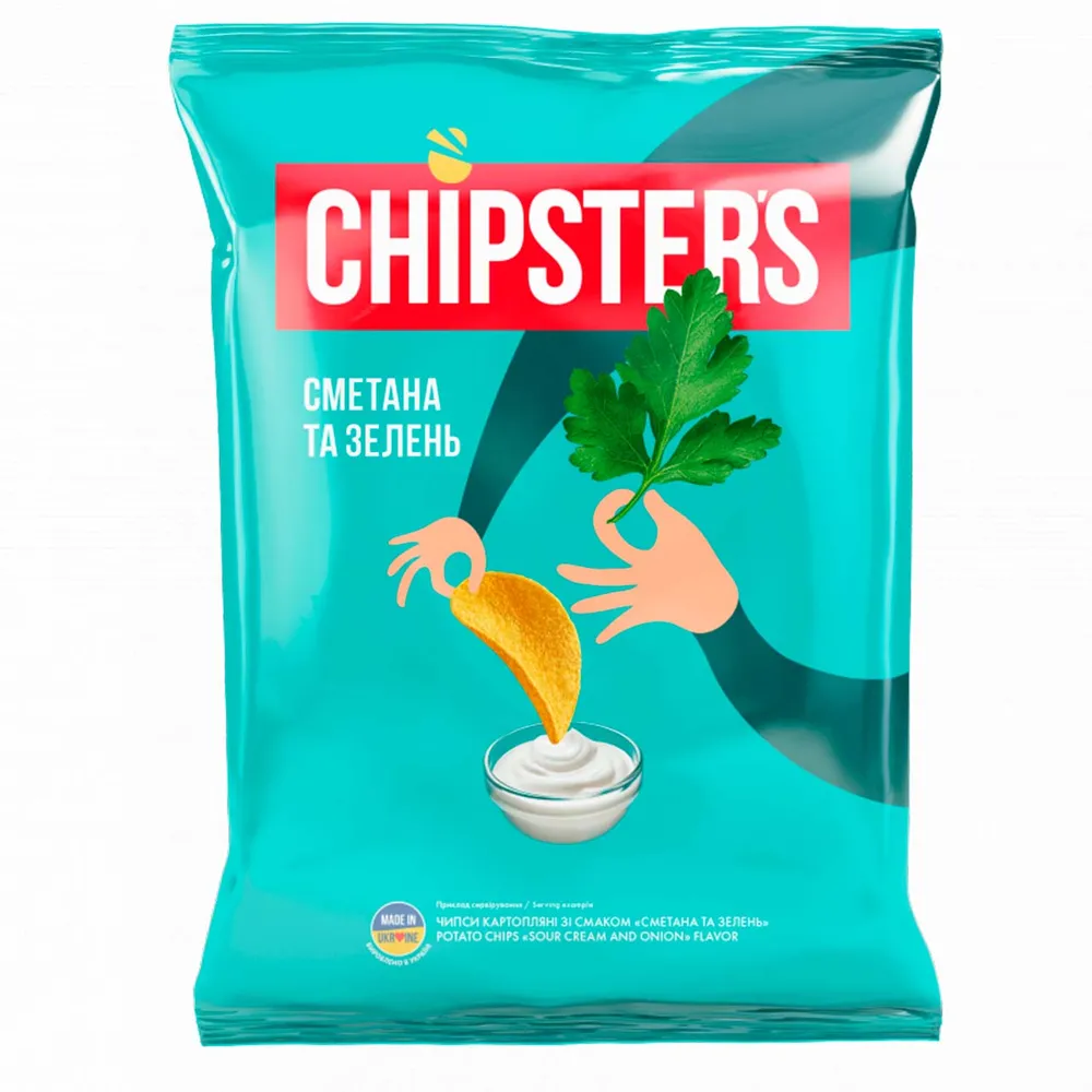 Чипси Chipster's Сметана-зелень 100гр  арт. 00608 