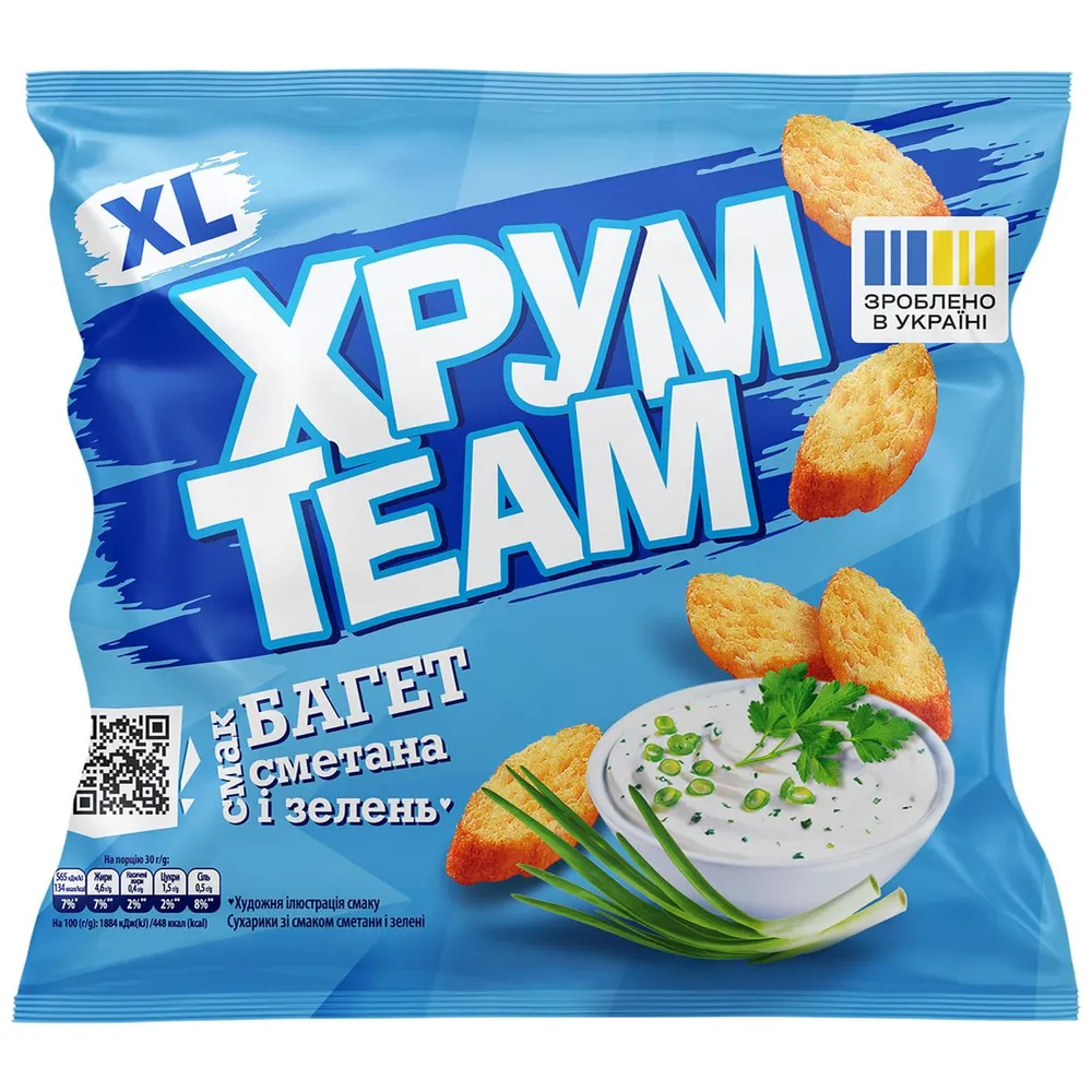 Сухарики Хрум Team Багет сметана-зелень 90гр  арт. 09426 