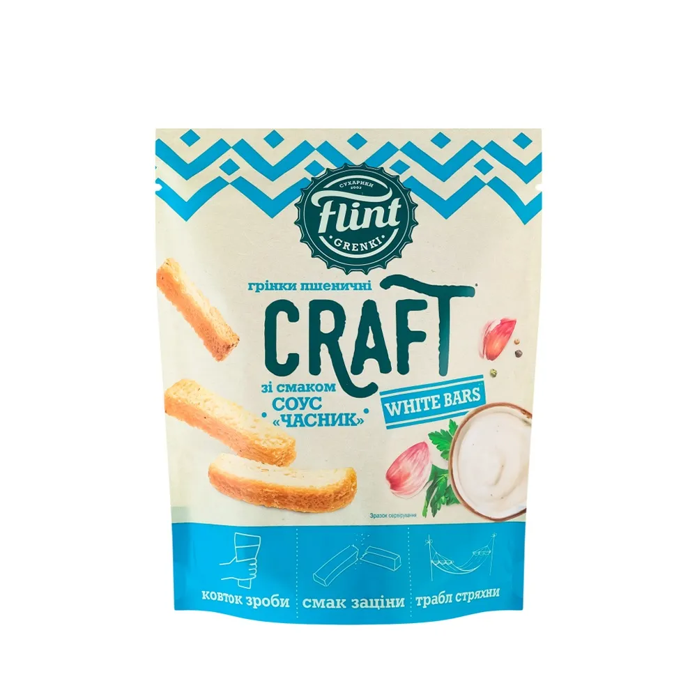 Грінки Flint Craft соус часник 90гр  арт. 05636 