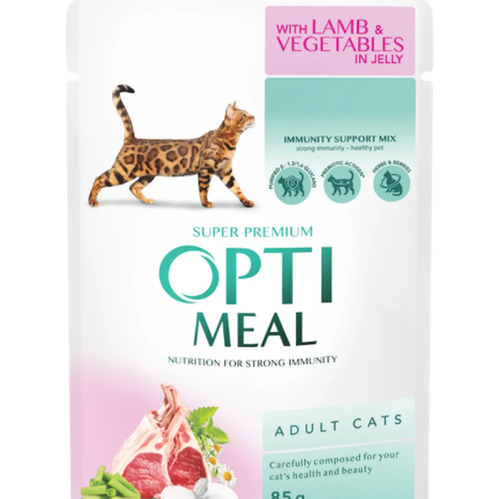Рідкий корм для котів Opti Meal Ягня з овочами 85гр  арт. 07566 