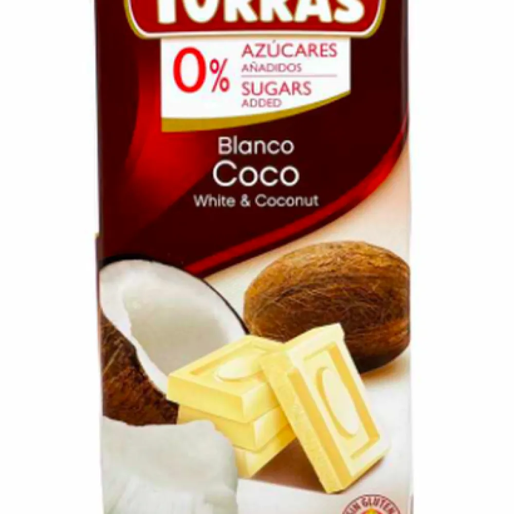 Шоколад Torras білий з кокосом б/ц 75гр  арт. 03018 