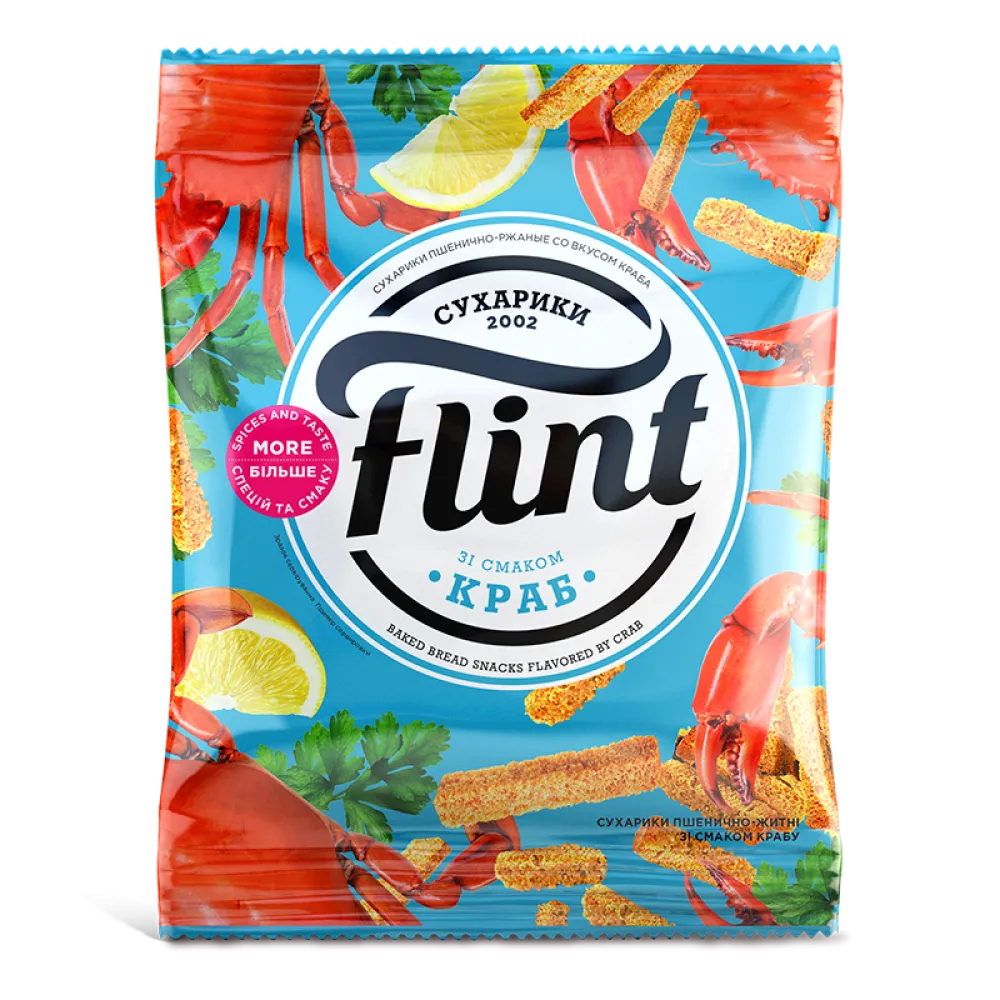 Сухарики Flint пшен.-житн. краб 60гр  арт. 06712 