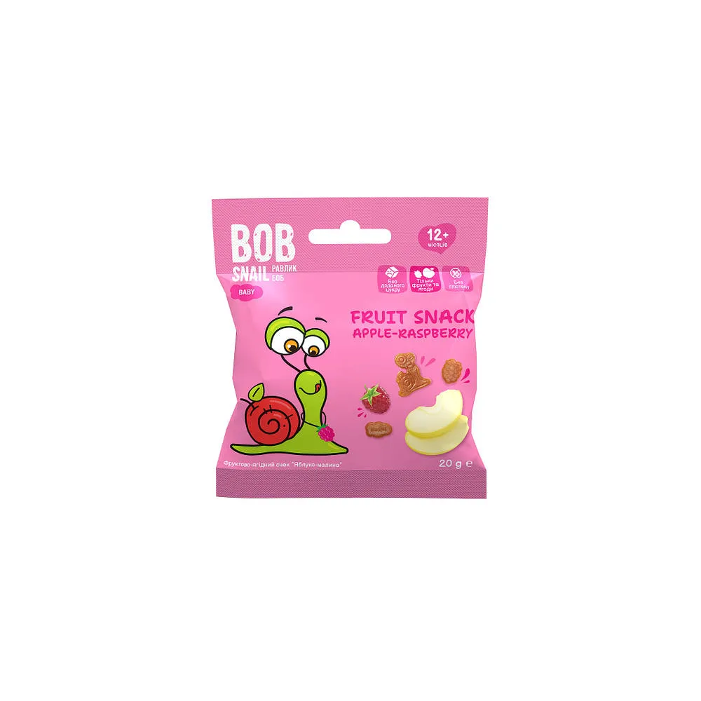 Фруктовий снек Bob Snail Ябл-малина 20гр  арт. 06736 