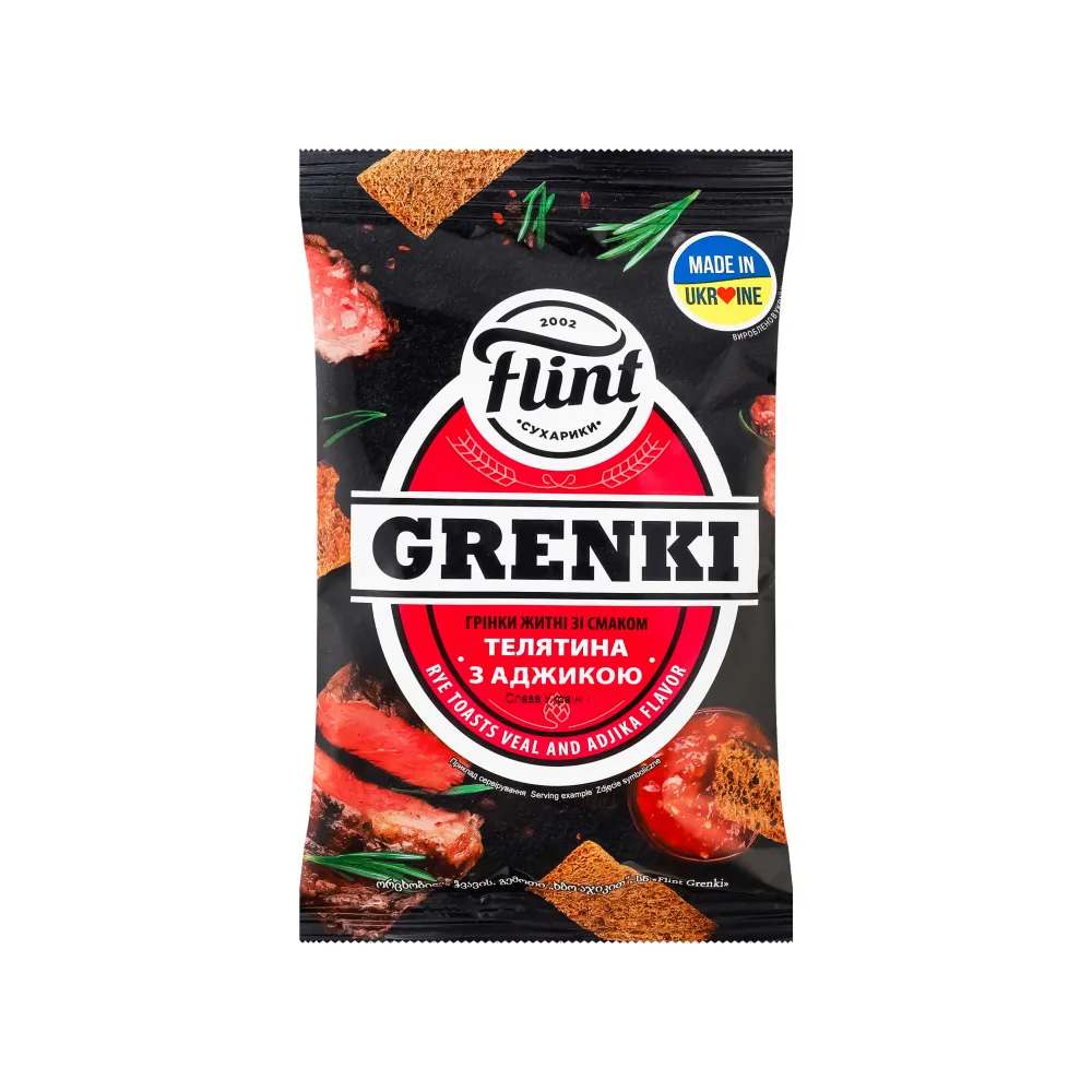Грінки Flint житні Телятина з аджик. 65гр  арт. 00563 