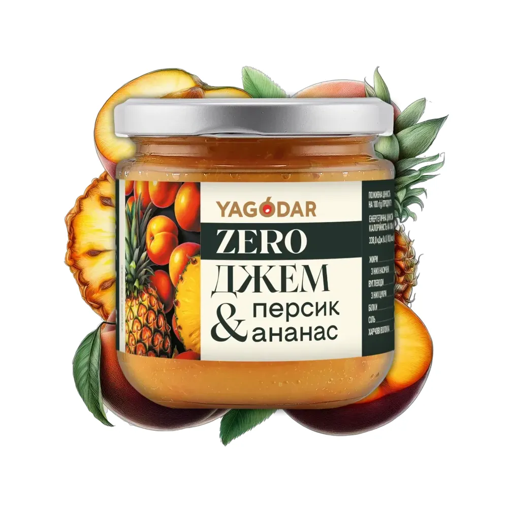 Джем Yagodar Персик-ананас б/ц 210гр  арт. 11045 