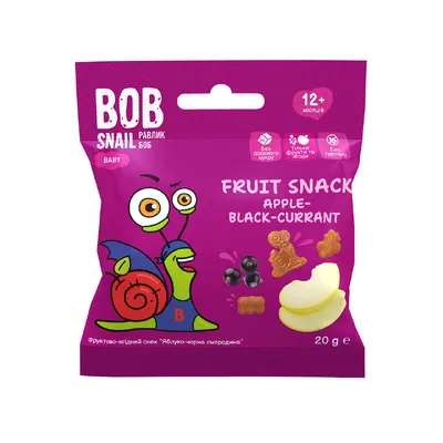 Фруктовий снек Bob Snail Ябл-чорна смор. 20гр  арт. 06277