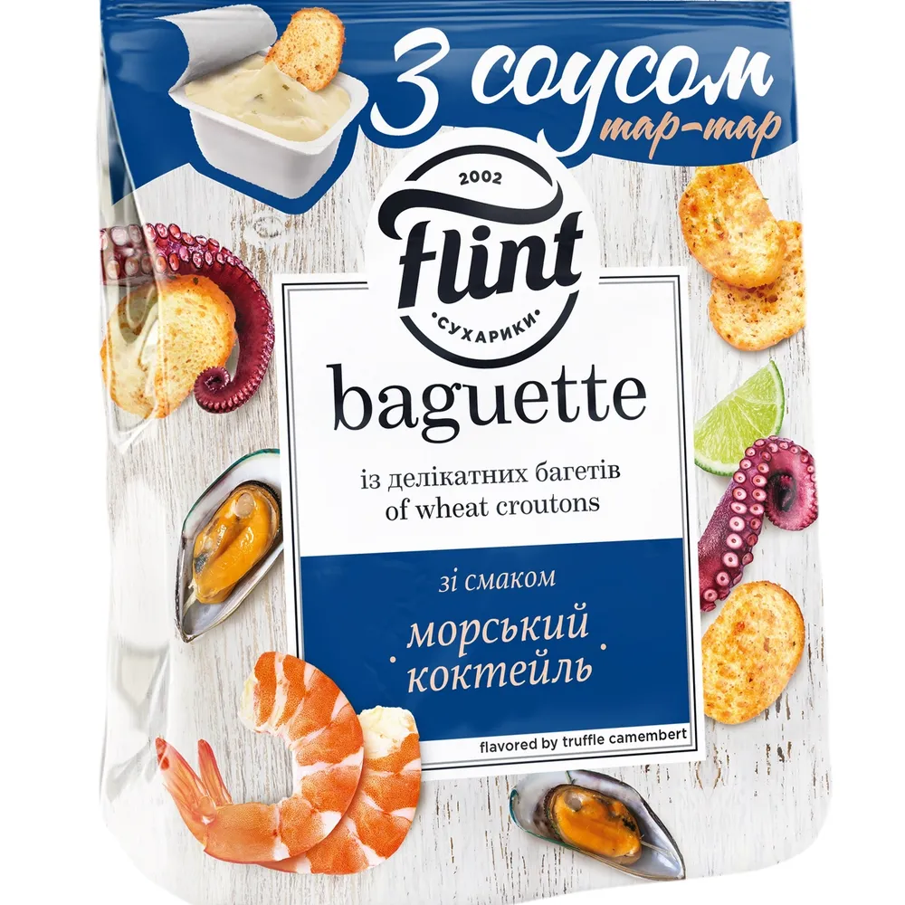 Сухарики Flint Baguette Морс.кокт. 55гр  арт. 03937 