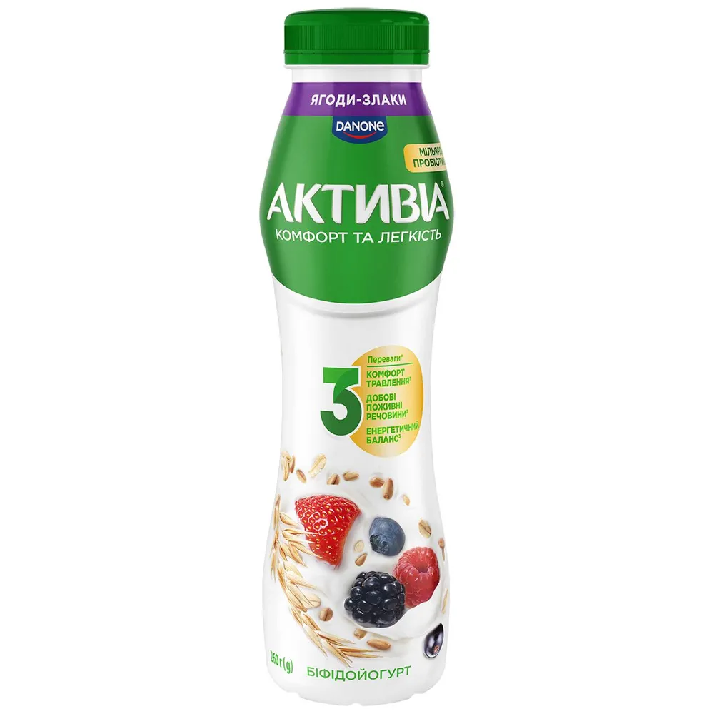 Йогурт Активіа Ягоди-злаки 260гр  арт. 09992 