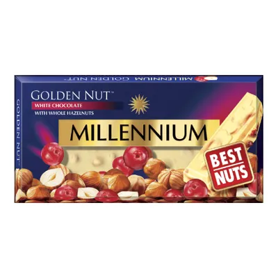 Шоколад Millennium Gold з ціл.гор. та клюквою білий 100гр  арт. 08590