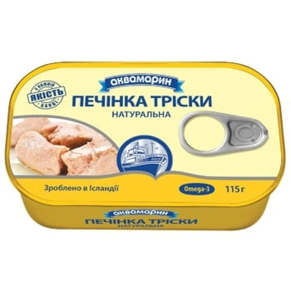 Печінка тріски Аквамарин Украина Печінка тріски 115г Аквамарин 115гр  арт. 05923 