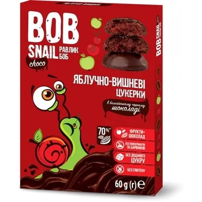 Цукерка Bob Snail в шок. ябл-виш. 60гр  арт. 06728