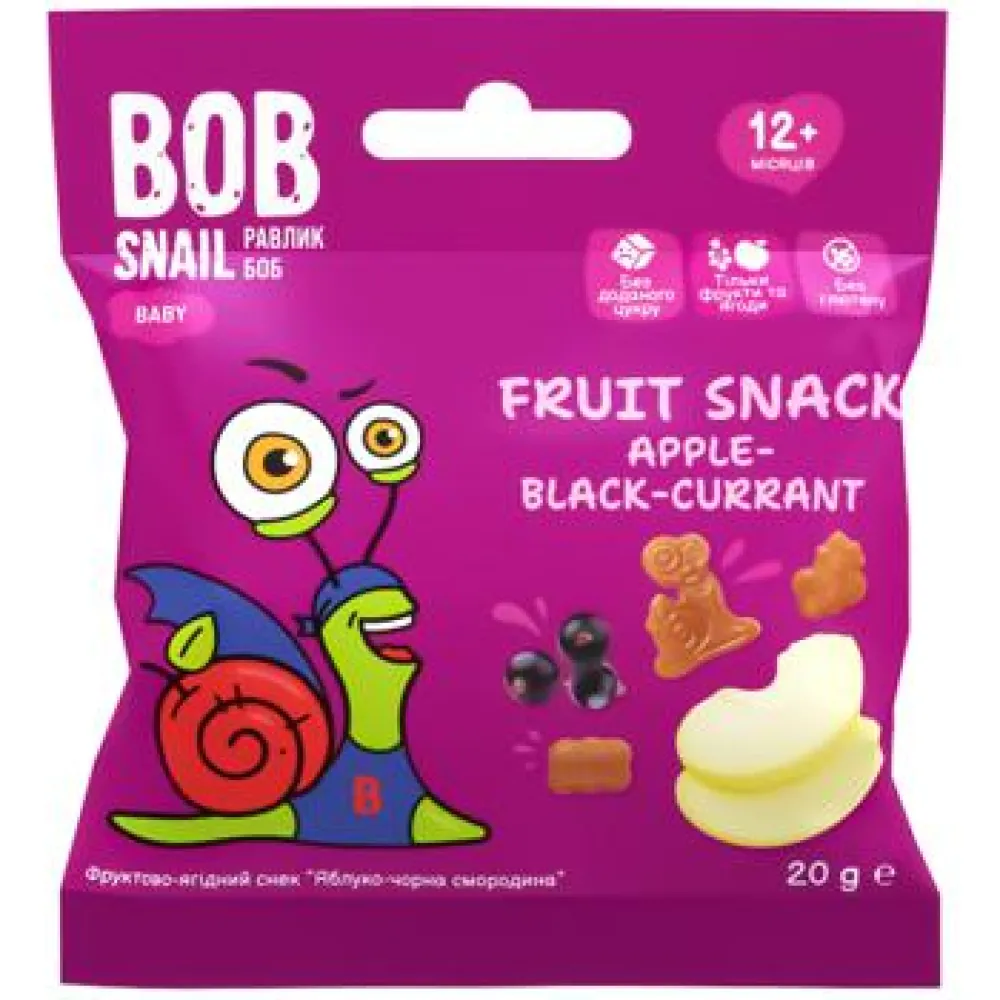 Фруктовий снек Bob Snail Ябл-чорниця 20гр  арт. 10548 