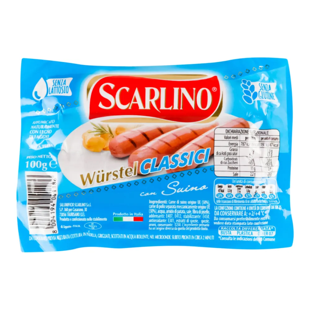 Сосиски Scarlino Курка-свинина 100гр  арт. 07718 