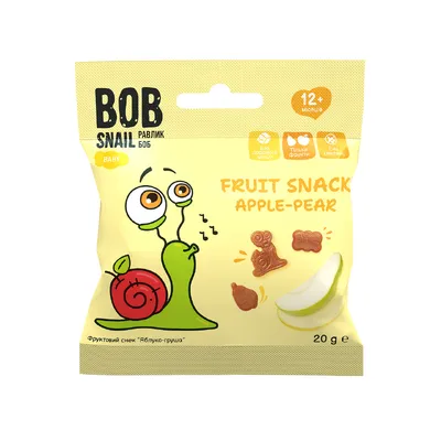Фруктовий снек Bob Snail Ябл-груша 20гр  арт. 02278