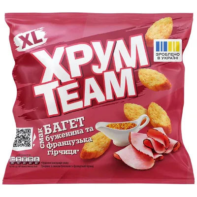 Сухарики Хрум Team Багет буженина та гірчиця 90гр  арт. 09463