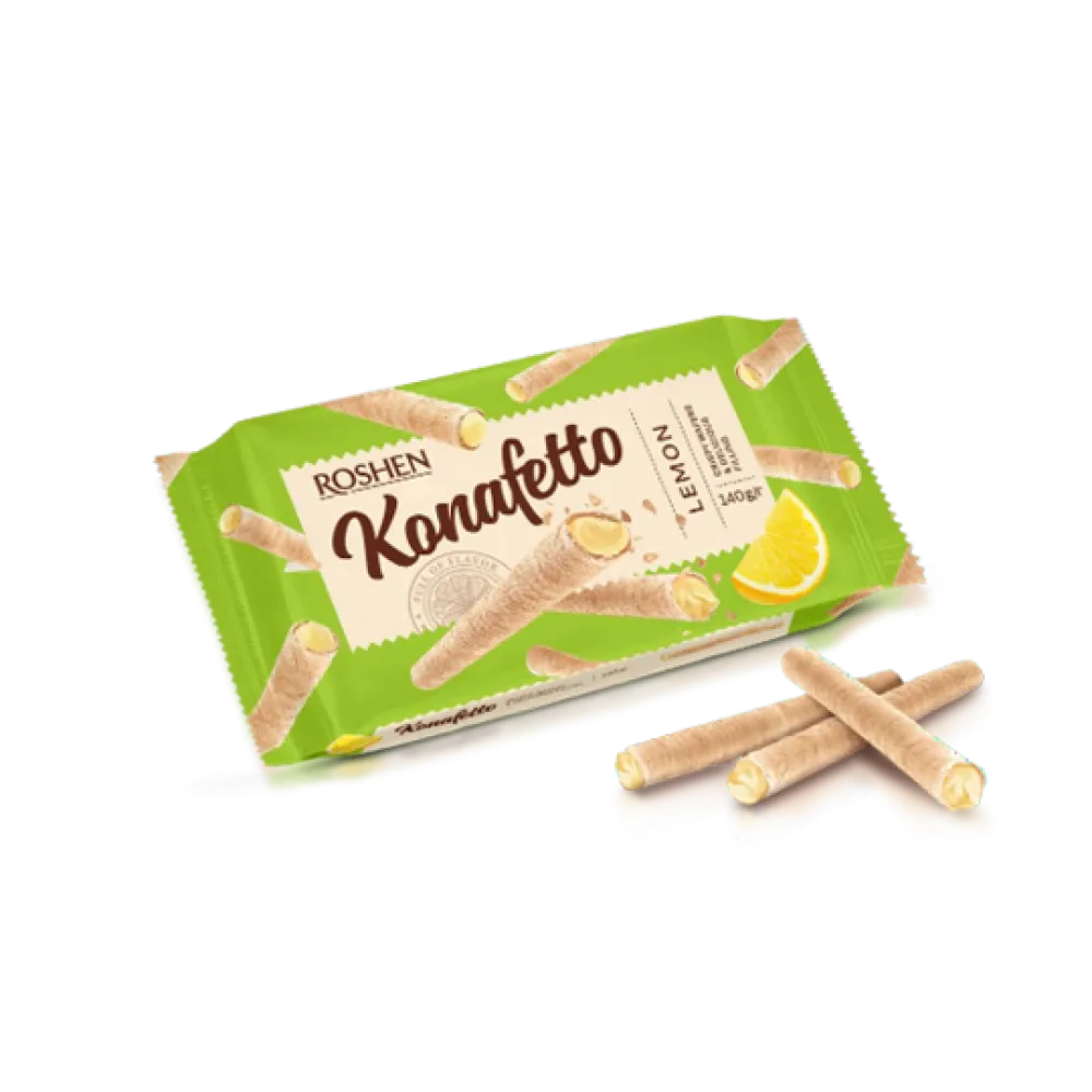 Вафельні трубочки Roshen Konafetto Лимон 140гр  арт. 10896 
