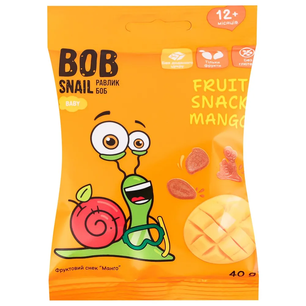 Фруктовий снек Bob Snail Манго 40гр  арт. 06739 