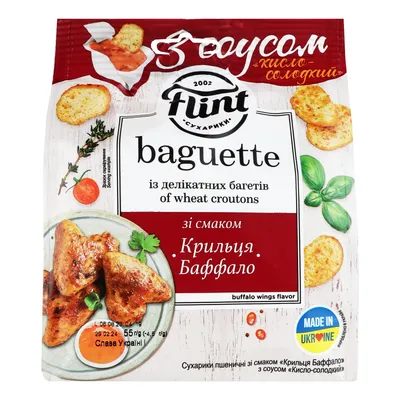Сухарики Flint Baguette крильця баф. 100гр  арт. 07681