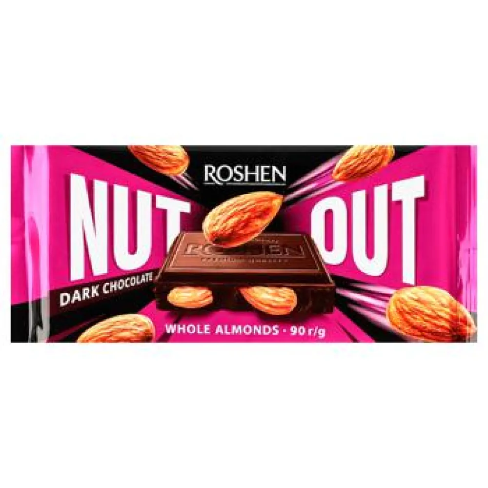 Шоколад Roshen Nut Чорний з мигдалем 90гр  арт. 08798 