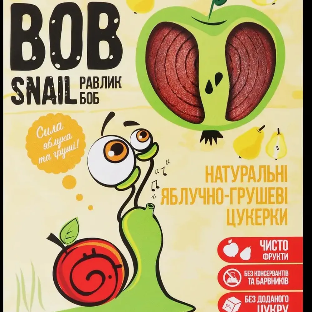 Цукерка Bob Snail Яблучно-грушеві 60гр  арт. 10063 