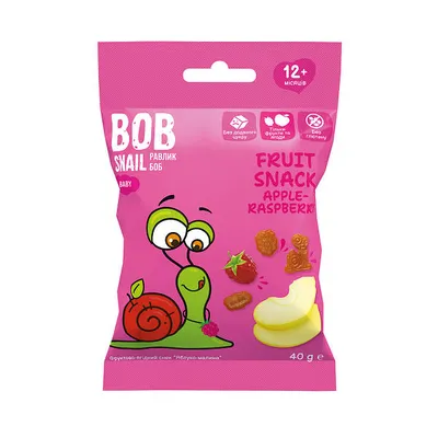 Фруктовий снек Bob Snail ябл-малина 40гр  арт. 06742