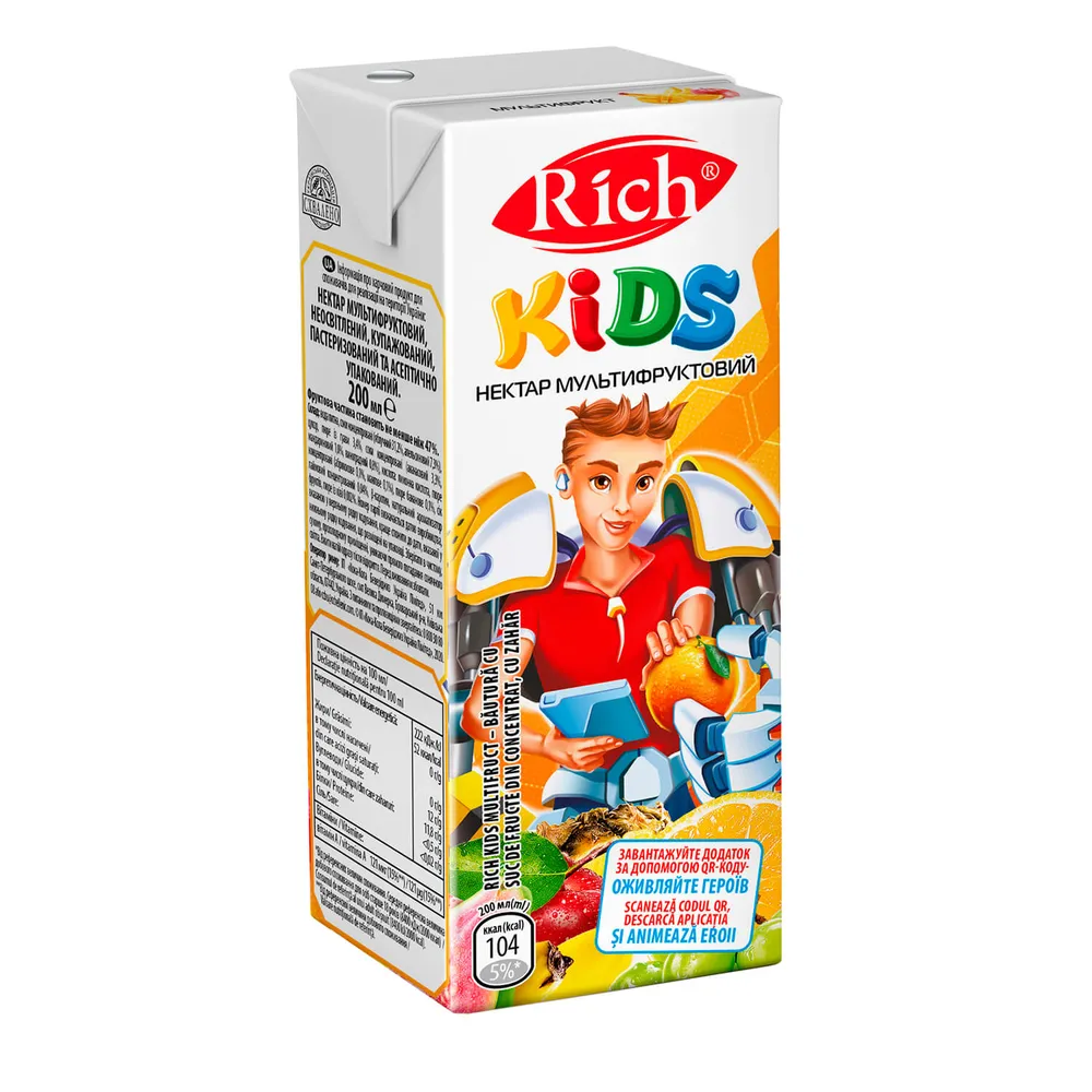 Сік Rich Kids Мультифруктовий 0,2л  арт. 06761 