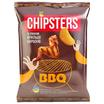 Чипси Chipster's хвилясті Крильця Барбекю 120гр  арт. 00614
