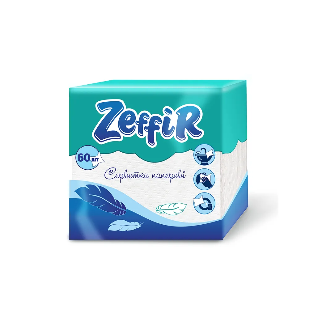 Серветки паперові Zeffir 60шт  арт. 06748 