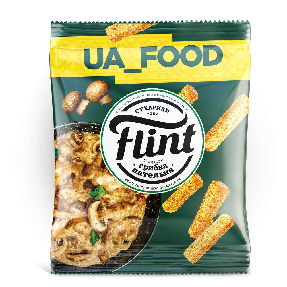 Сухарики Flint пшен.-житн. Грибна Пат. 100гр  арт. 01461 