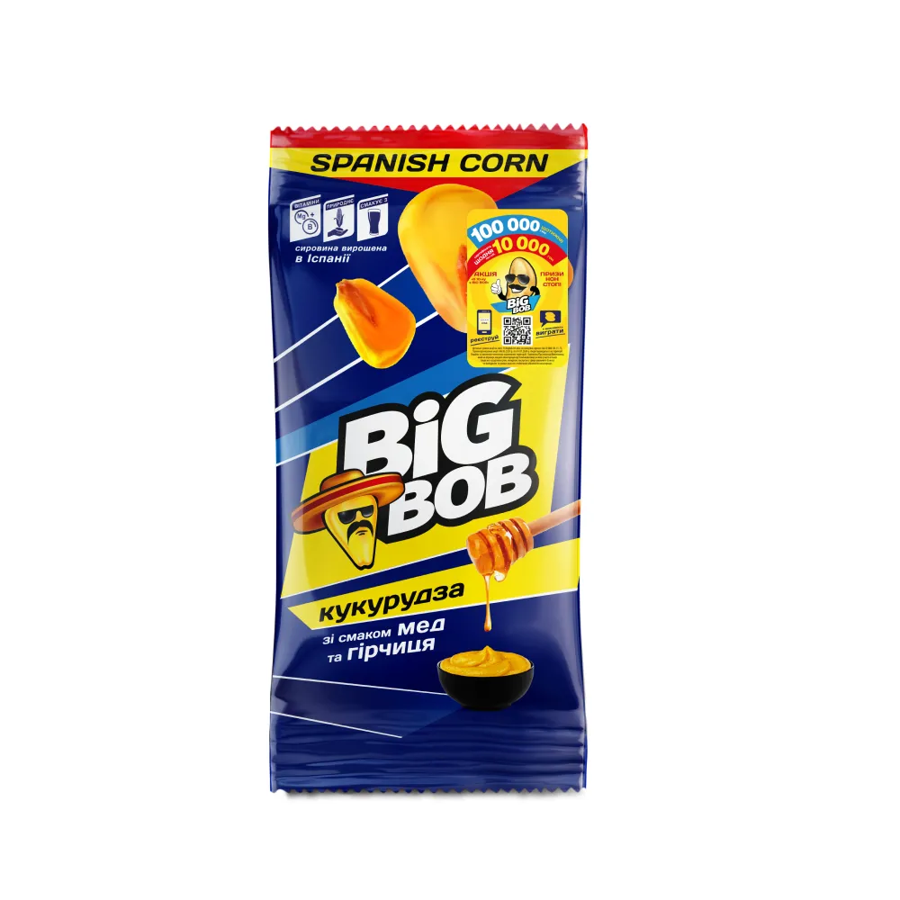 Кукурудза смажена Big Bob мед та гірчиця 60гр  арт. 03650 