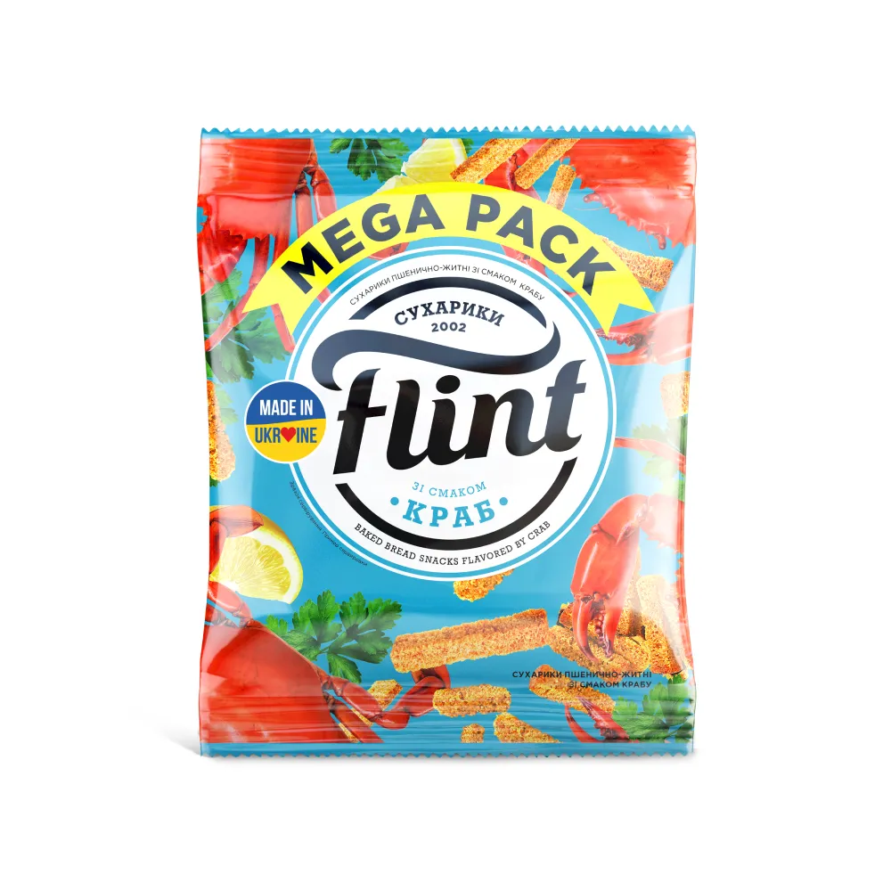 Сухарики Flint пшен.-житн.Краб 100гр  арт. 00552 