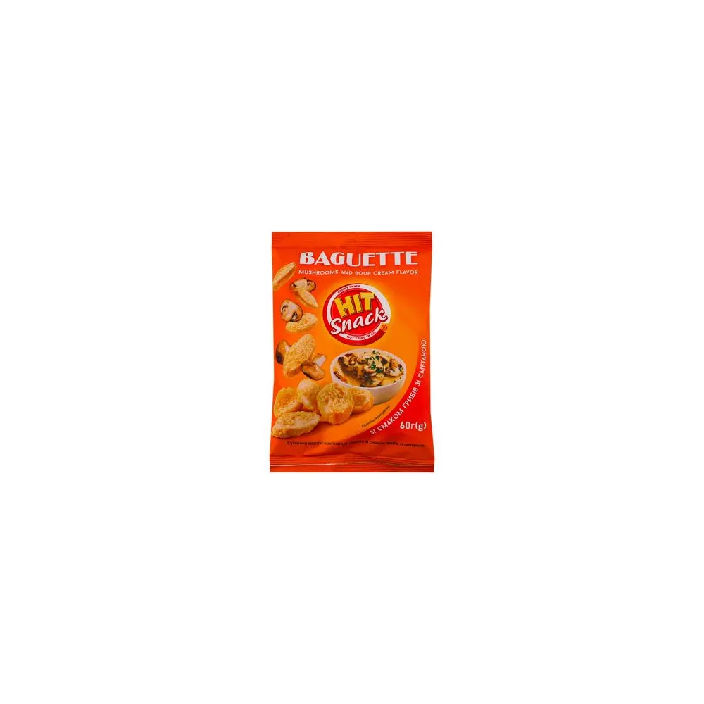 Сухарики Hit Snack Гриби зі смет. 60гр  арт. 09588 