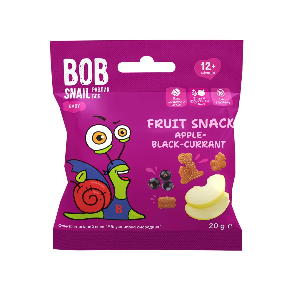 Фруктовий снек Bob Snail Ябл-чорна смор. 20гр  арт. 06277 