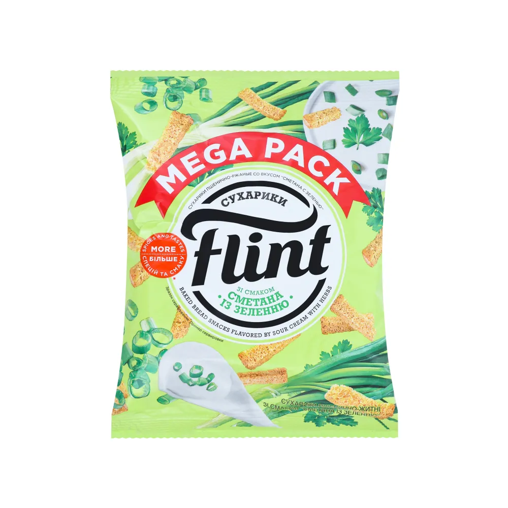 Сухарики Flint пшен.-житн.Смет. із зелен. 100гр  арт. 00553 
